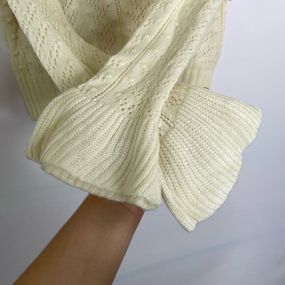 Tularosa Manny Sweater pointelle knit ruffled trim flared sleeves sweater Large - Picture 3 of 11